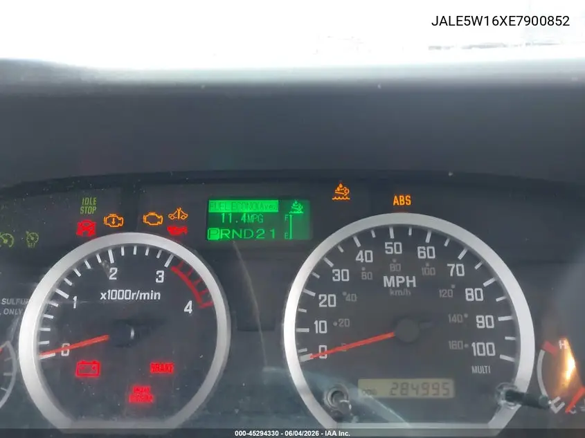 2014 Isuzu Dsl Reg At VIN: JALE5W16XE7900852 Lot: 45294330