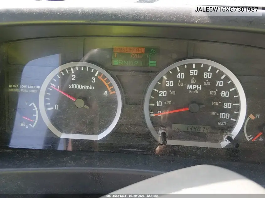 2016 Isuzu Dsl Reg At VIN: JALE5W16XG7301937 Lot: 45411331