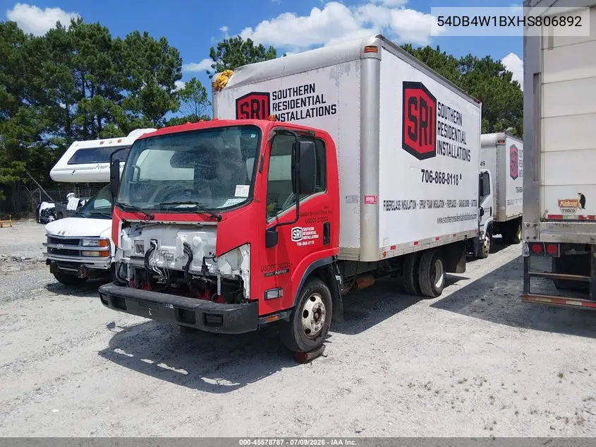 2017 Isuzu Npr Gas Reg VIN: 54DB4W1BXHS806892 Lot: 45578787