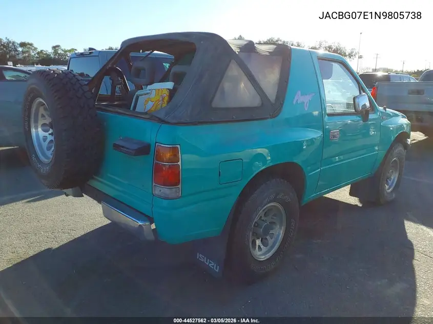 1992 Isuzu Amigo VIN: JACBG07E1N9805738 Lot: 44527562