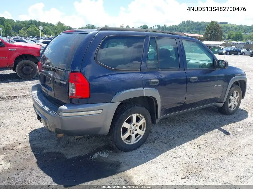 2008 Isuzu Ascender S VIN: 4NUDS13S482700476 Lot: 45662593