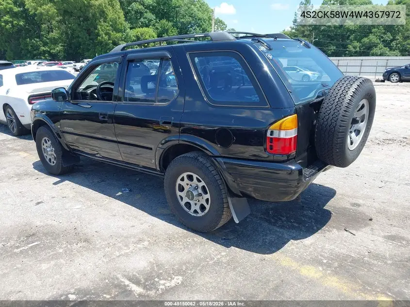 1998 Isuzu Rodeo Ls/S VIN: 4S2CK58W4W4367972 Lot: 45150062