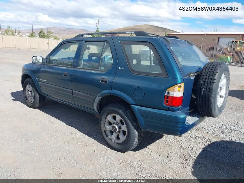 1999 Isuzu Rodeo Ls/Lse/S VIN: 4S2CM58W0X4364403 Lot: 44816801