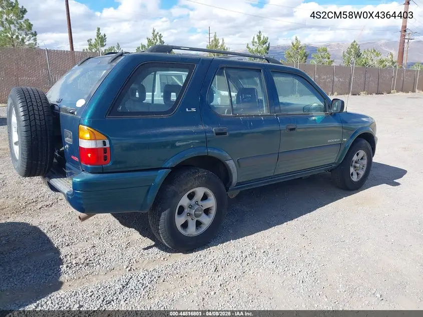 1999 Isuzu Rodeo Ls/Lse/S VIN: 4S2CM58W0X4364403 Lot: 44816801