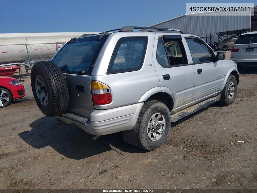1999 Isuzu Rodeo Ls/Lse/S 3.2L VIN: 4S2CK58W3X4365311 Lot: 45484368