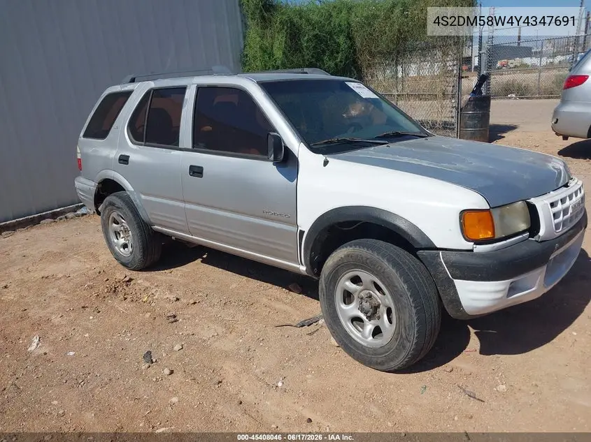 2000 Isuzu Rodeo Ls/Lse/S VIN: 4S2DM58W4Y4347691 Lot: 45408046