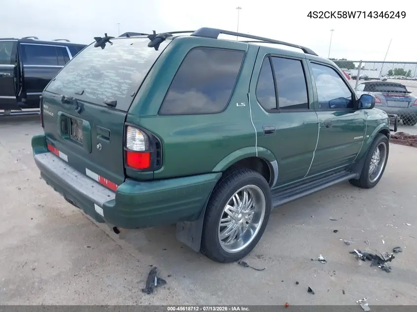 2001 Isuzu Rodeo Ls 3.2L V6/Lse 3.2L V6/S 3.2L V6 VIN: 4S2CK58W714346249 Lot: 45618712