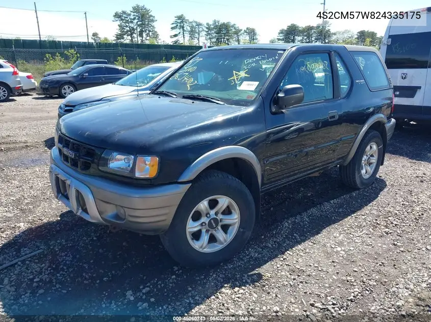 2002 Isuzu Rodeo Sport S 3.2L V6 Hard Top/S 3.2L V6 Soft Top VIN: 4S2CM57W824335175 Lot: 45060243