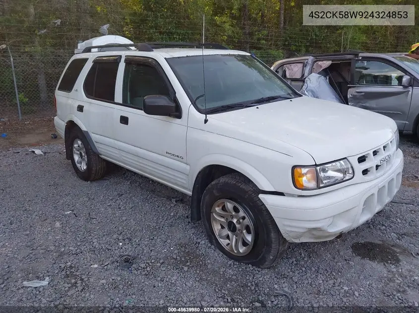 2002 Isuzu Rodeo Ls/Lse/S VIN: 4S2CK58W924324853 Lot: 45639980
