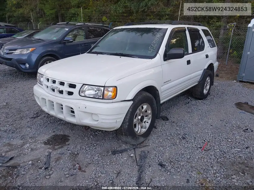 2002 Isuzu Rodeo Ls/Lse/S VIN: 4S2CK58W924324853 Lot: 45639980