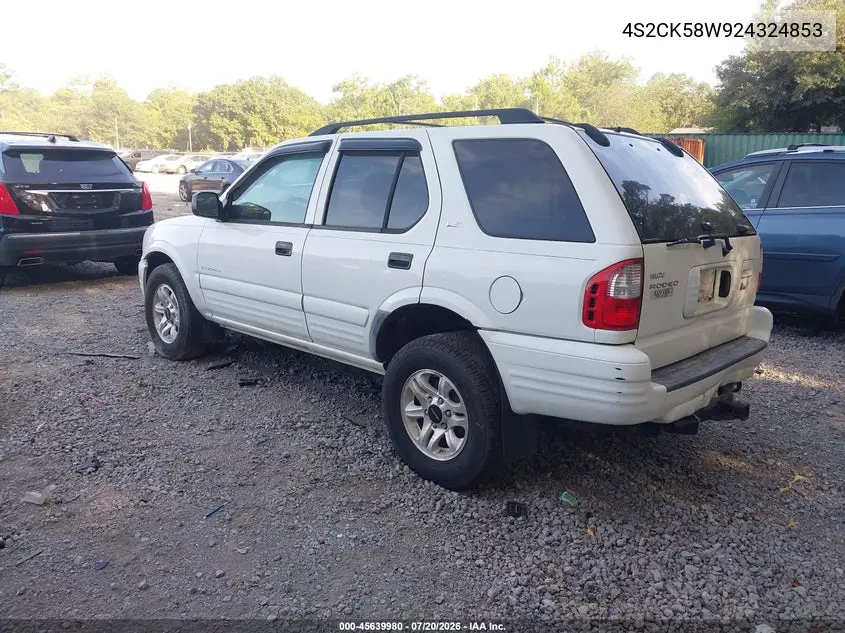2002 Isuzu Rodeo Ls/Lse/S VIN: 4S2CK58W924324853 Lot: 45639980