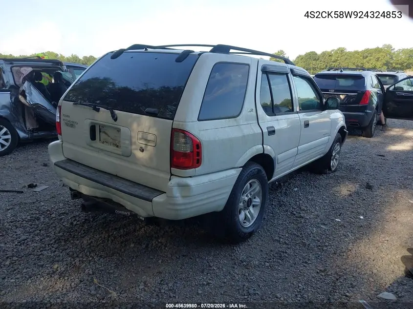 2002 Isuzu Rodeo Ls/Lse/S VIN: 4S2CK58W924324853 Lot: 45639980