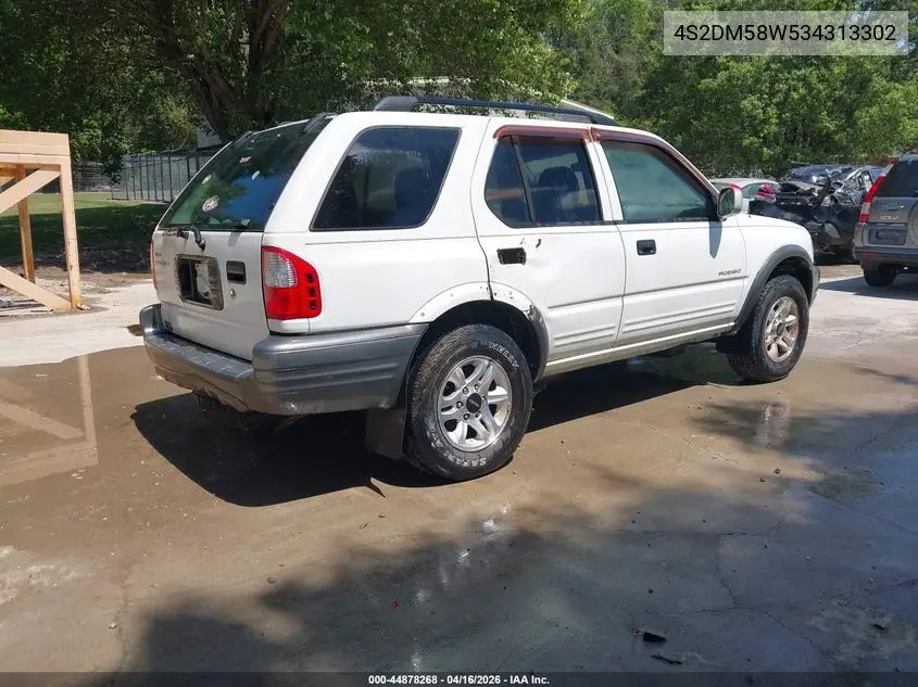 2003 Isuzu Rodeo S 3.2L V6 VIN: 4S2DM58W534313302 Lot: 44878268
