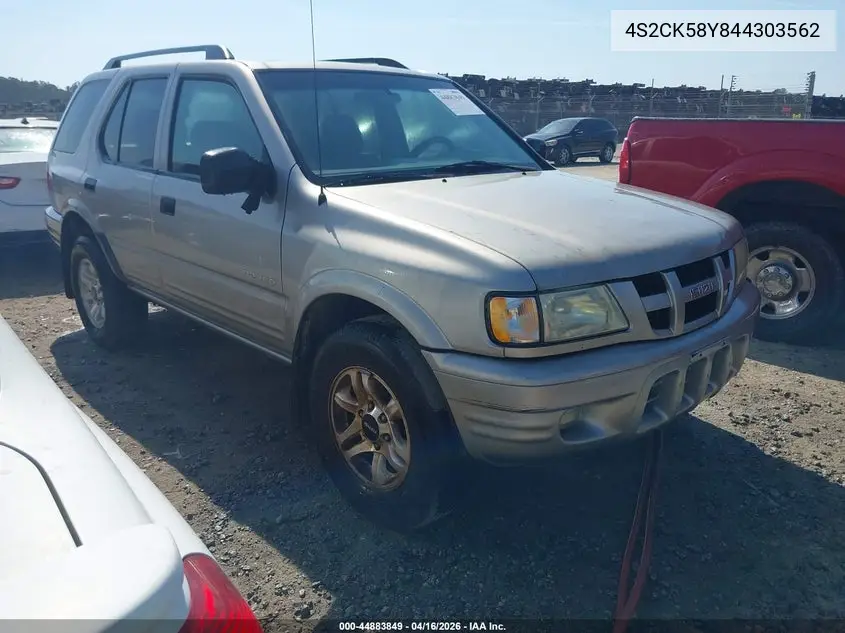 2004 Isuzu Rodeo S 3.5L V6 VIN: 4S2CK58Y844303562 Lot: 44883849