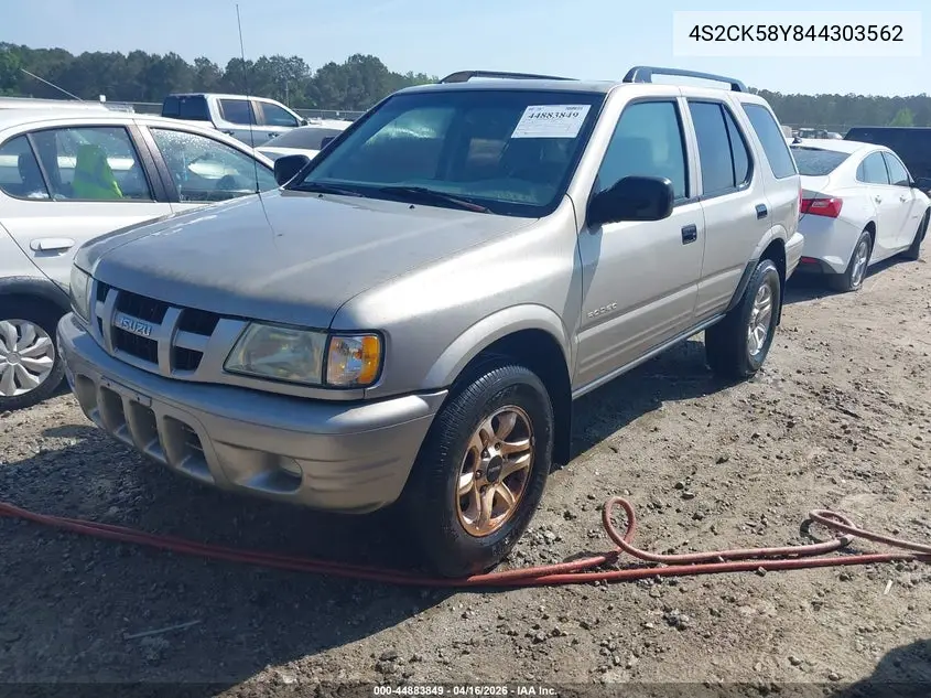 2004 Isuzu Rodeo S 3.5L V6 VIN: 4S2CK58Y844303562 Lot: 44883849