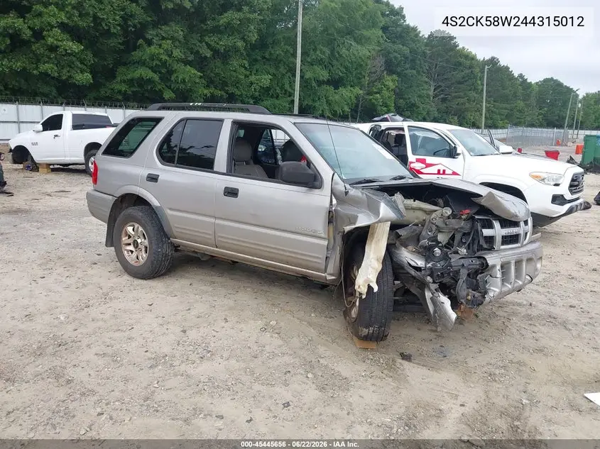 2004 Isuzu Rodeo S 3.2L V6 VIN: 4S2CK58W244315012 Lot: 45445656