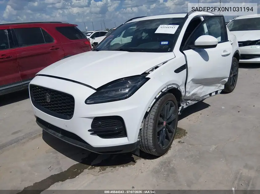 2022 Jaguar E-Pace Se P250 Awd Automatic VIN: SADFP2FX0N1031194 Lot: 45544343