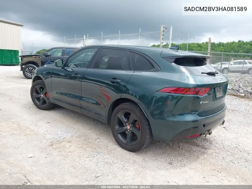 2017 Jaguar F-Pace S VIN: SADCM2BV3HA081589 Lot: 45225554