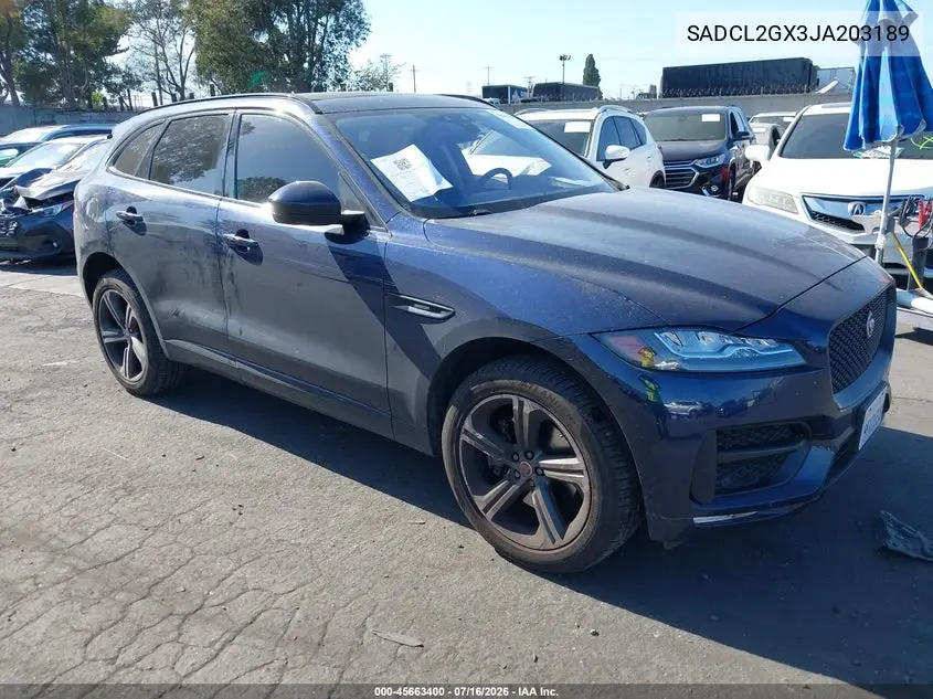 2018 Jaguar F-Pace 30T R-Sport VIN: SADCL2GX3JA203189 Lot: 45663400