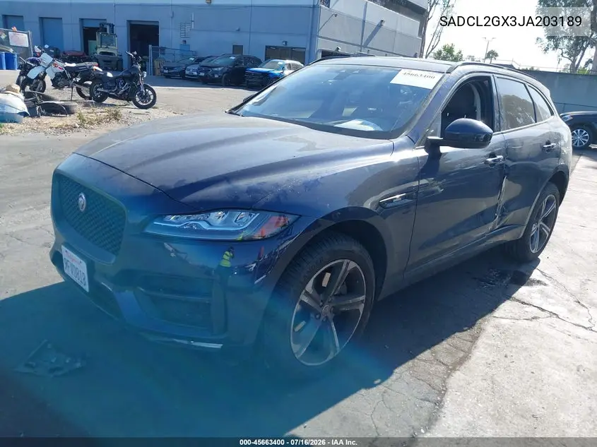 2018 Jaguar F-Pace 30T R-Sport VIN: SADCL2GX3JA203189 Lot: 45663400