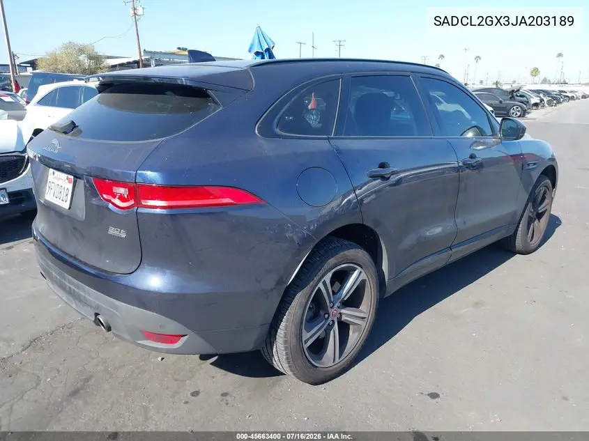 2018 Jaguar F-Pace 30T R-Sport VIN: SADCL2GX3JA203189 Lot: 45663400