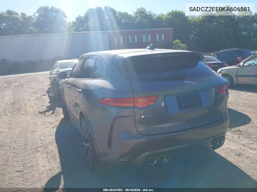 2019 Jaguar F-Pace Svr VIN: SADCZ2EE0KA606581 Lot: 45347582