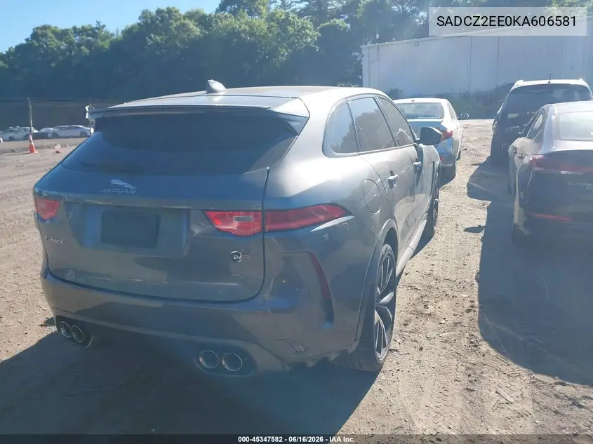 2019 Jaguar F-Pace Svr VIN: SADCZ2EE0KA606581 Lot: 45347582