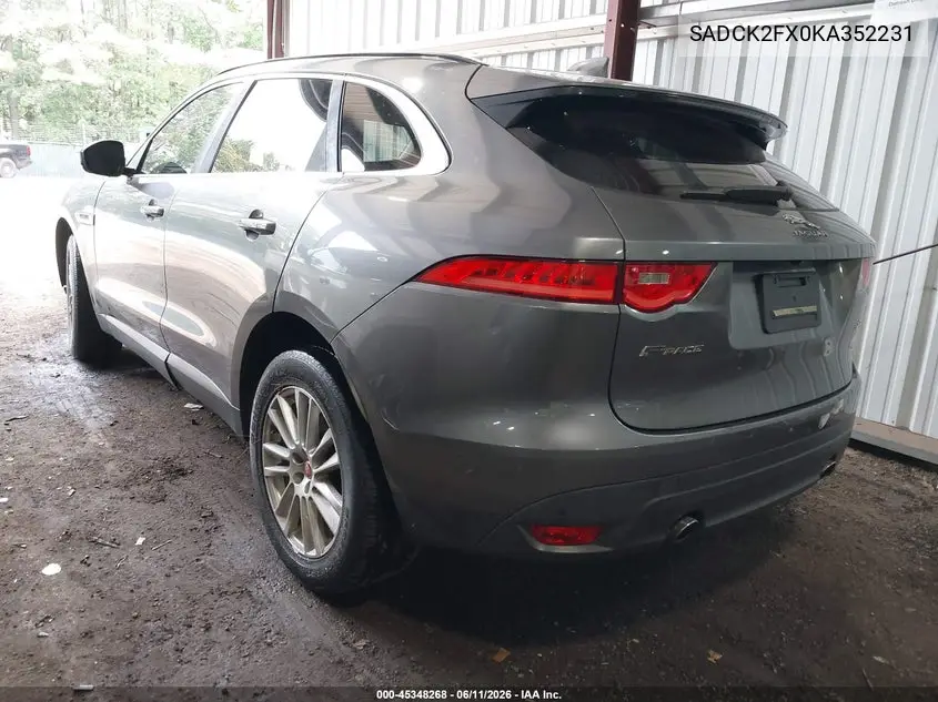2019 Jaguar F-Pace 25T Prestige VIN: SADCK2FX0KA352231 Lot: 45348268