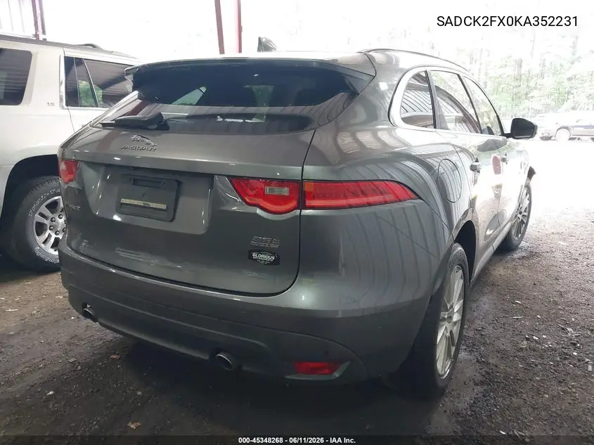 2019 Jaguar F-Pace 25T Prestige VIN: SADCK2FX0KA352231 Lot: 45348268