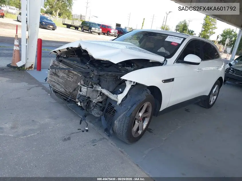 2019 Jaguar F-Pace 25T VIN: SADCS2FX4KA601792 Lot: 45475430
