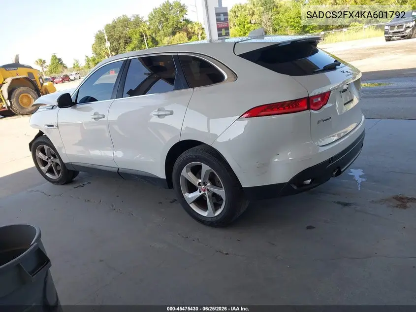 2019 Jaguar F-Pace 25T VIN: SADCS2FX4KA601792 Lot: 45475430