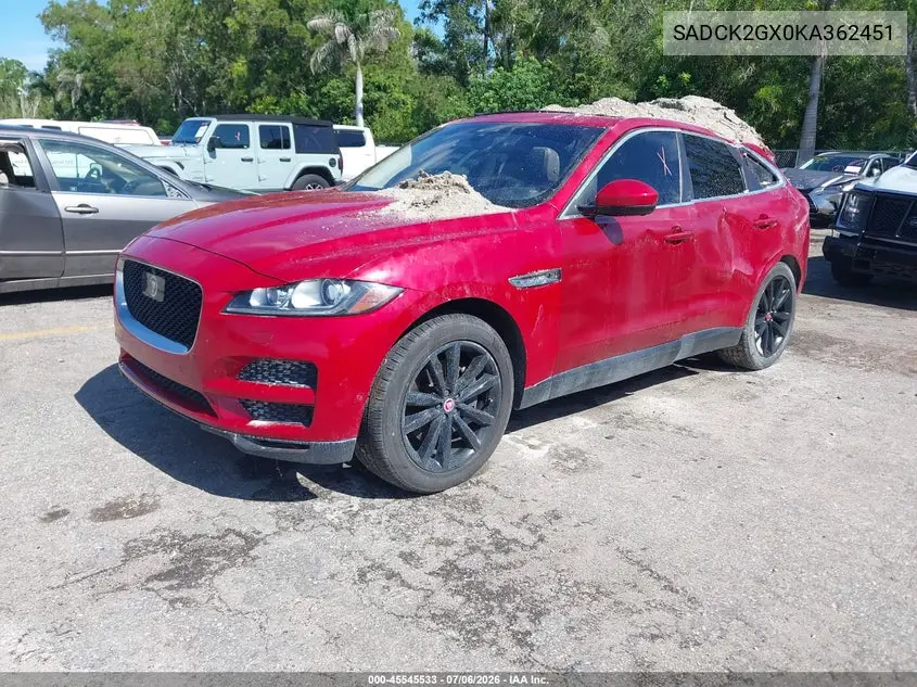 2019 Jaguar F-Pace 25T Prestige/30T Prestige VIN: SADCK2GX0KA362451 Lot: 45545533