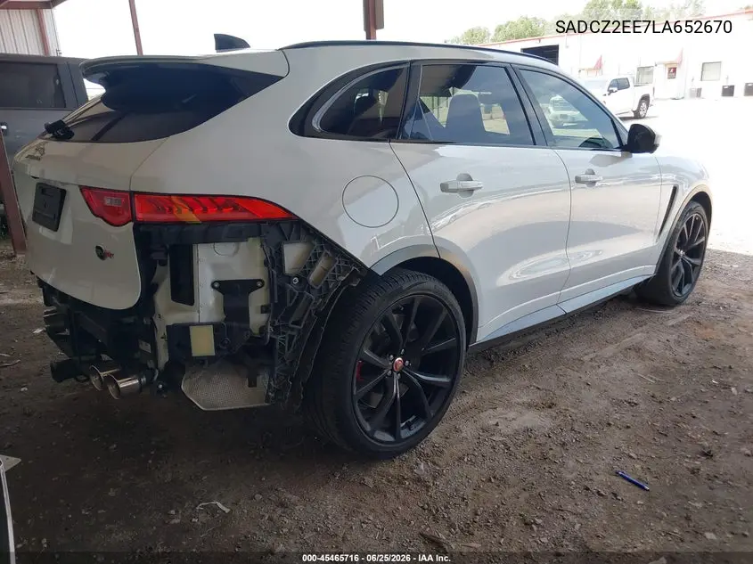 2020 Jaguar F-Pace Svr P550 Awd Automatic VIN: SADCZ2EE7LA652670 Lot: 45465716
