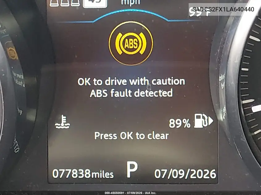 2020 Jaguar F-Pace P250 Awd Automatic VIN: SADCS2FX1LA640440 Lot: 45550591