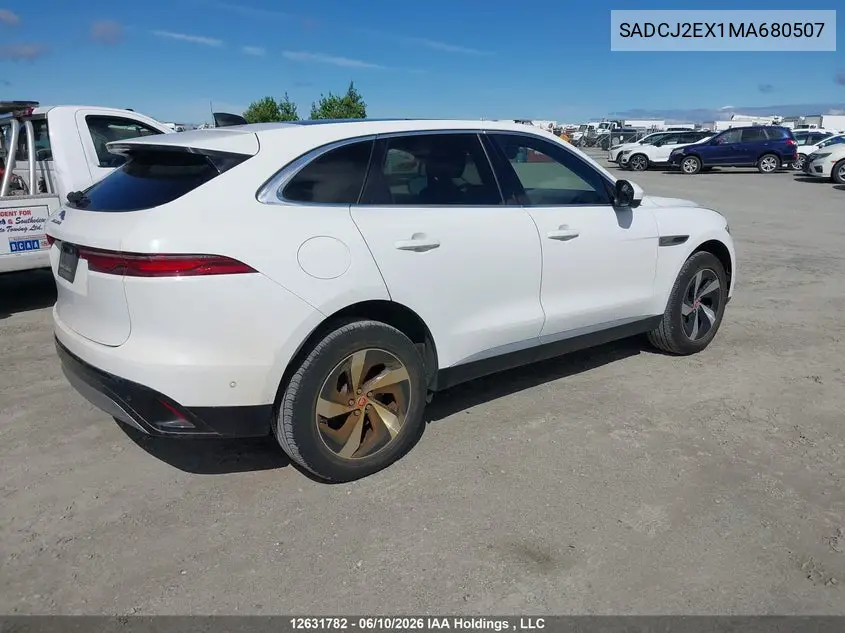 2021 Jaguar F-Pace S VIN: SADCJ2EX1MA680507 Lot: 12631782