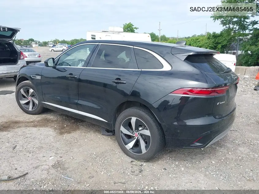 2021 Jaguar F-Pace S P250 Awd Automatic VIN: SADCJ2EX3MA685465 Lot: 45231555