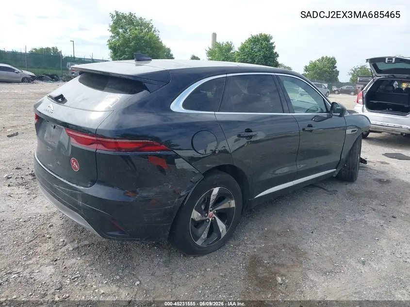 2021 Jaguar F-Pace S P250 Awd Automatic VIN: SADCJ2EX3MA685465 Lot: 45231555