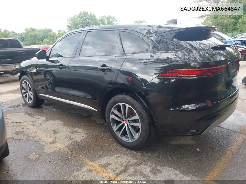 2021 Jaguar F-Pace S P250 Awd Automatic VIN: SADCJ2EX0MA664847 Lot: 45371384