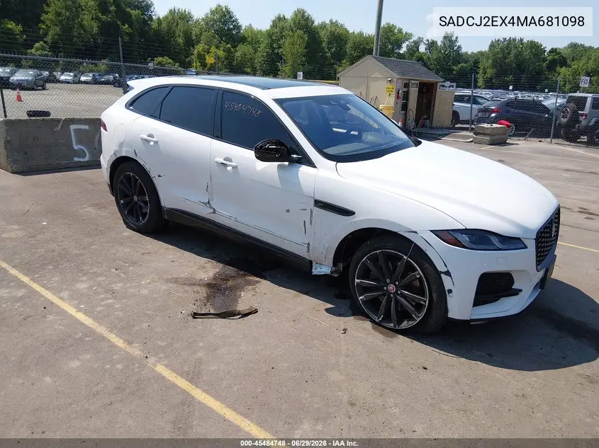 2021 Jaguar F-Pace S P250 Awd Automatic VIN: SADCJ2EX4MA681098 Lot: 45484748