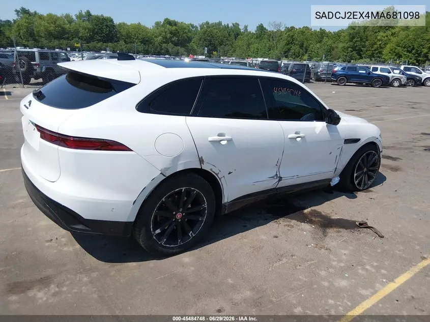 2021 Jaguar F-Pace S P250 Awd Automatic VIN: SADCJ2EX4MA681098 Lot: 45484748