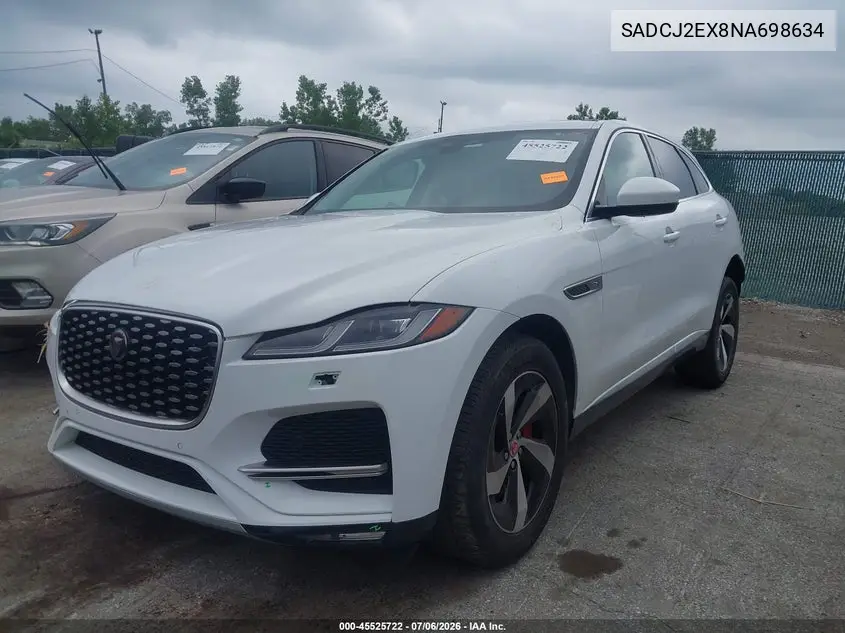 2022 Jaguar F-Pace S P250 Awd Automatic VIN: SADCJ2EX8NA698634 Lot: 45525722