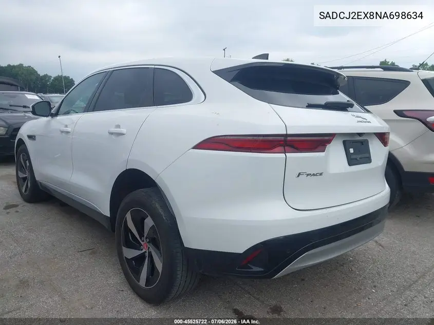 2022 Jaguar F-Pace S P250 Awd Automatic VIN: SADCJ2EX8NA698634 Lot: 45525722