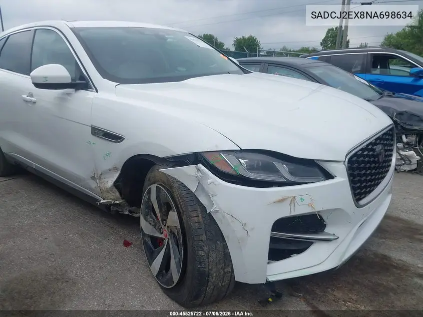 2022 Jaguar F-Pace S P250 Awd Automatic VIN: SADCJ2EX8NA698634 Lot: 45525722