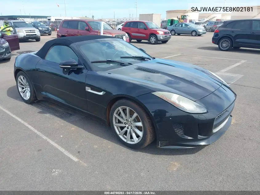2014 Jaguar F-Type VIN: SAJWA6E75E8K02181 Lot: 44758283