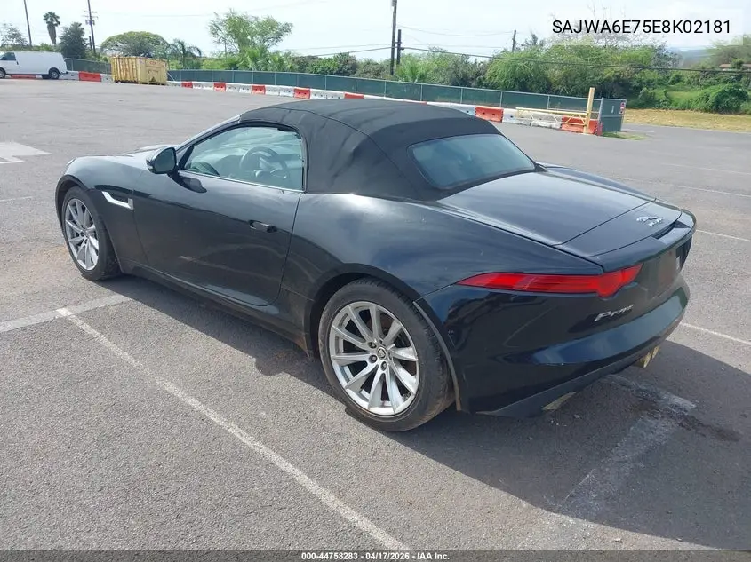 2014 Jaguar F-Type VIN: SAJWA6E75E8K02181 Lot: 44758283