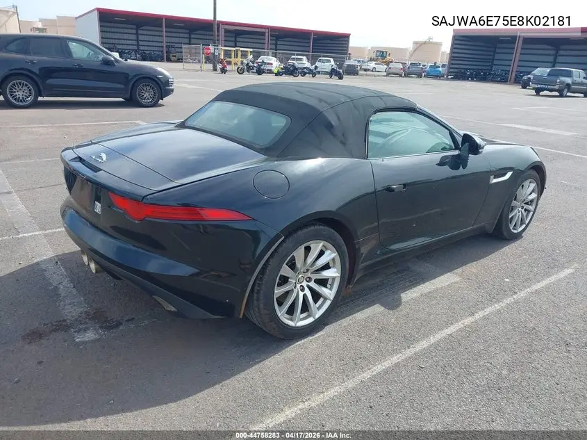 2014 Jaguar F-Type VIN: SAJWA6E75E8K02181 Lot: 44758283