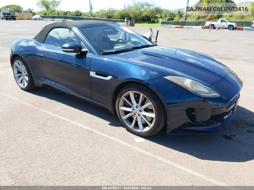 2014 Jaguar F-Type S VIN: SAJWA6FC6E8K03416 Lot: 44798311