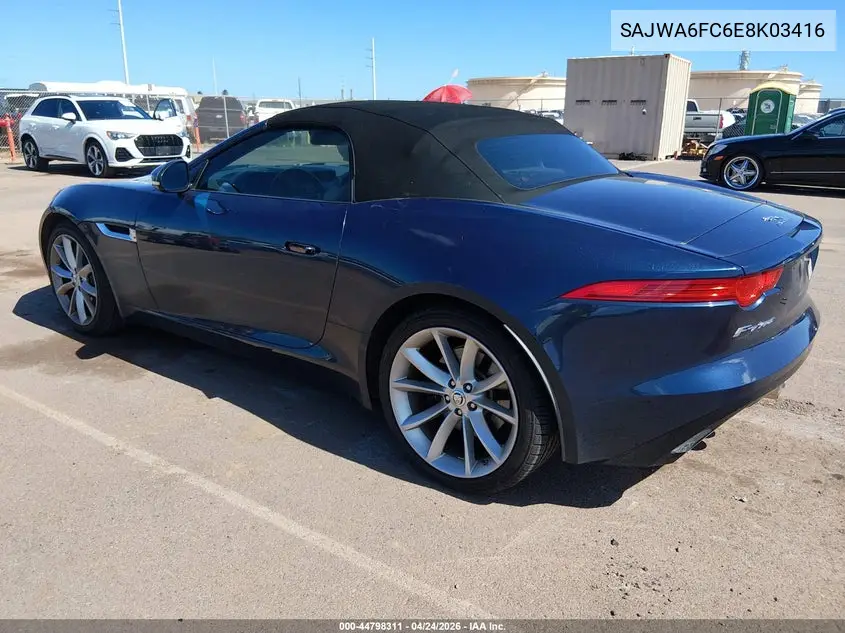 2014 Jaguar F-Type S VIN: SAJWA6FC6E8K03416 Lot: 44798311