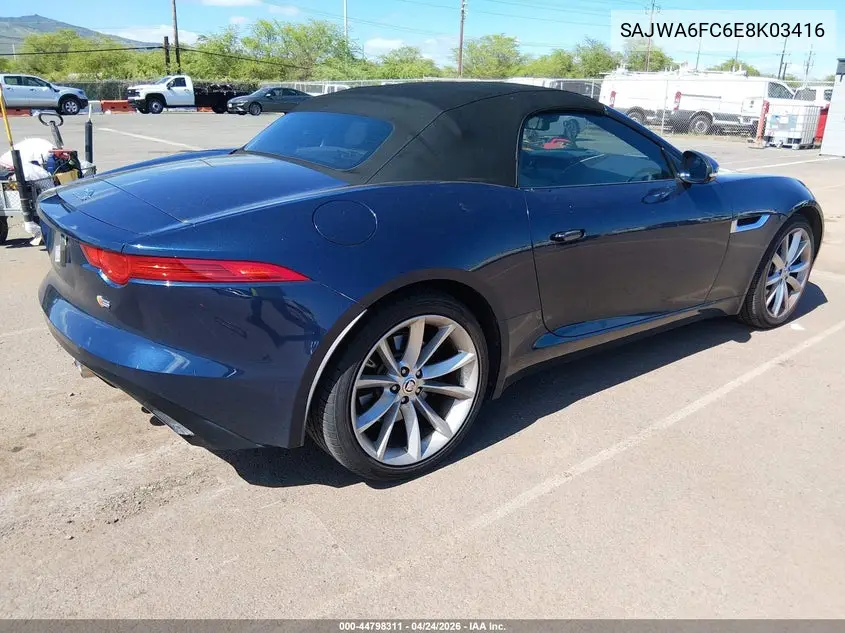 2014 Jaguar F-Type S VIN: SAJWA6FC6E8K03416 Lot: 44798311