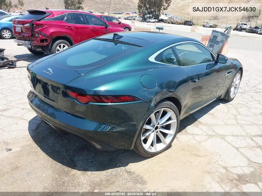 2018 Jaguar F-Type 296Hp VIN: SAJDD1GX7JCK54630 Lot: 45162185